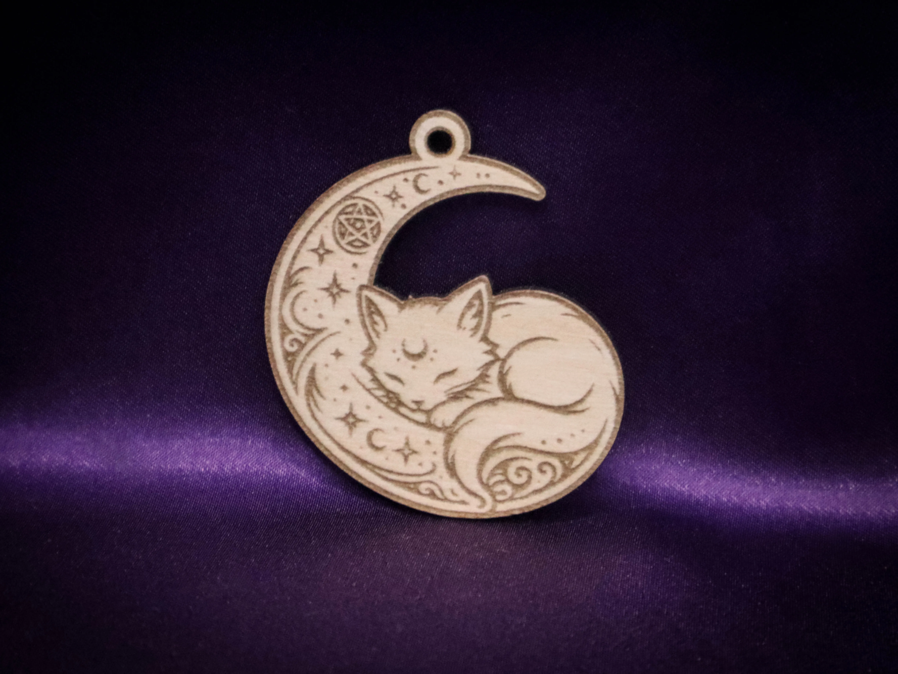 🌙 Sleeping Cat Crescent Moon Laser Cut Ornament