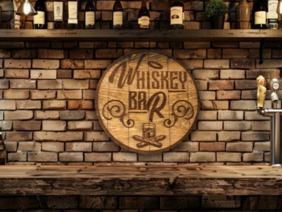 Laser Engraved Wooden Whiskey Bar Wall Sign groomsmen gift idea