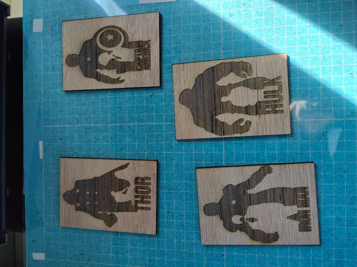 Iron Man Hulk Thor and Captain America engraved wall panels