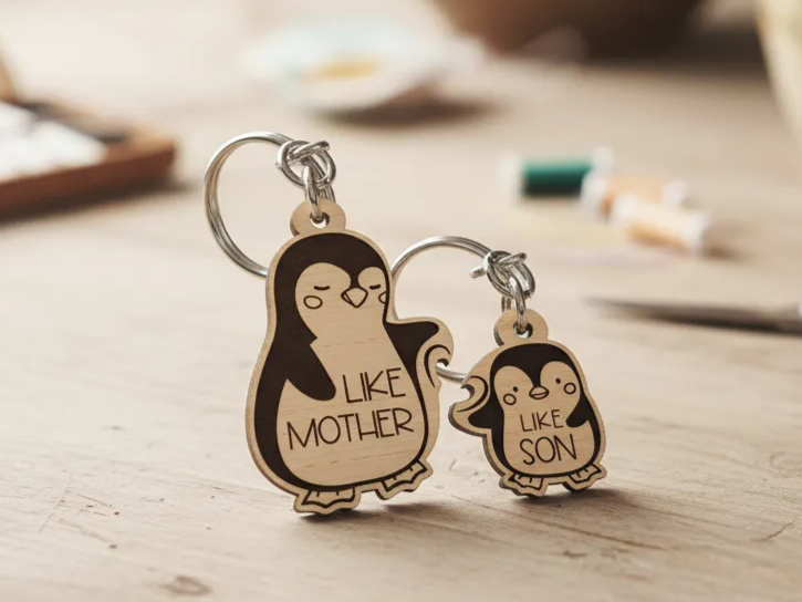 Mother's Day Keychain Kit: Penguin "Like Mother Like Son" mother's day gift design