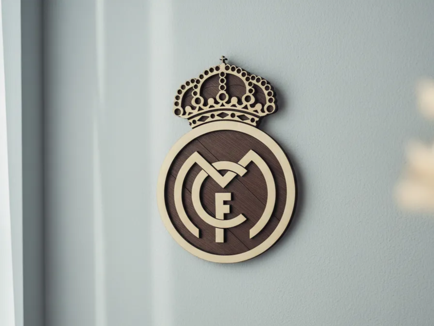 Laser Cut Wooden Real Madrid Football Club Wall Art Decor sports logo design