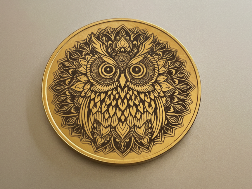 Owl (mandala style)on coin | Free Files - Atomm