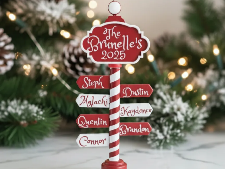 Personalized Family Signpost Ornament personalized ornament design on Atomm