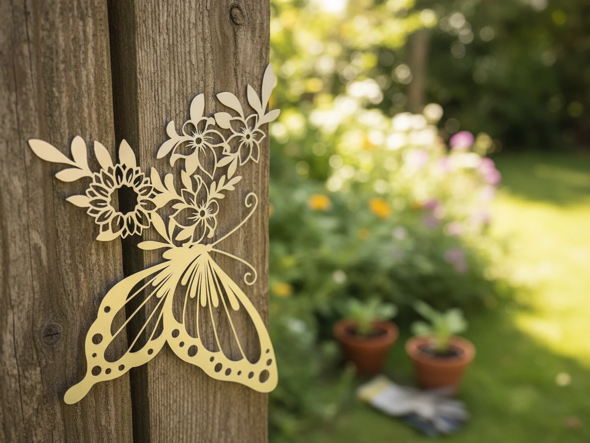 Aluminum FLowers & Butterflies exterior metal wall art idea