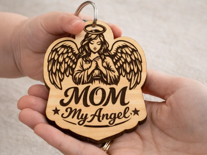 Mom, My Angel Wooden Keychain Ornament | Free Files - Atomm