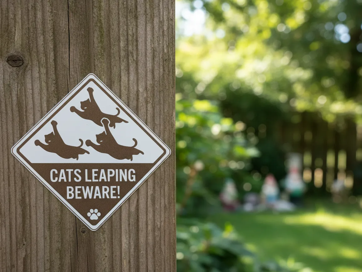 Pancarte de jardin originale « Attention chats bondissants » - modèle de décoration de jardin