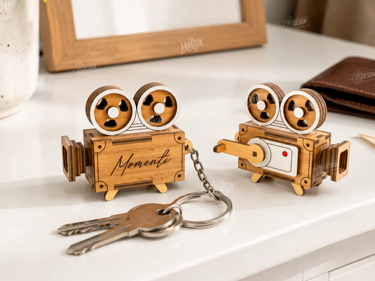 Wooden Movie Camera Keychain Laser Cut. Laser Engraving. 3D Movie ...