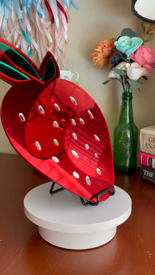 [Laser cut and engrave] Strawberry Acrylic Mirror Wall Art Decor