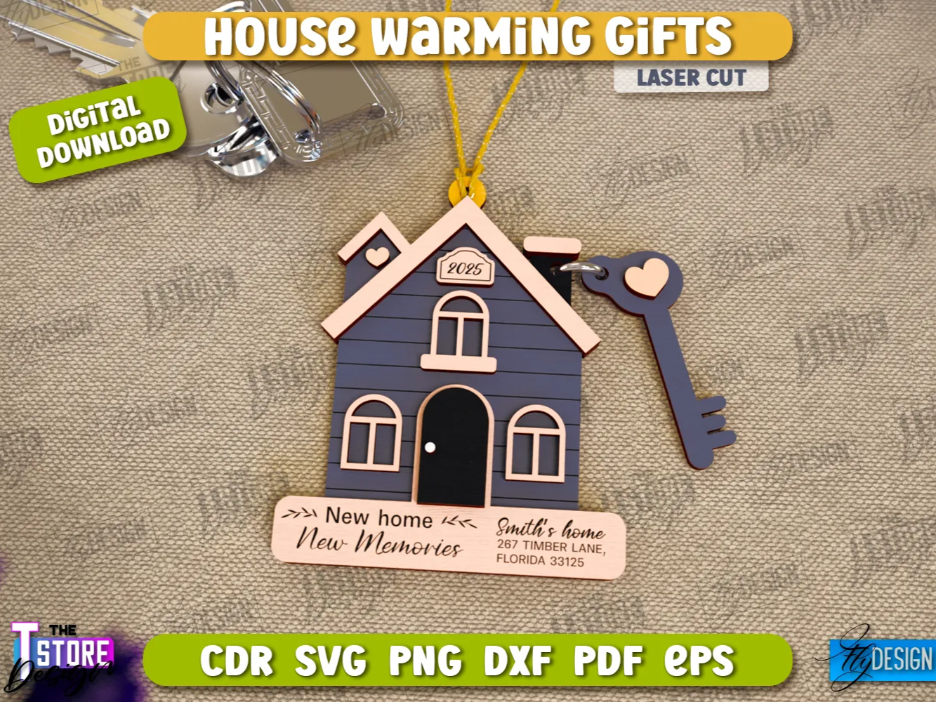 Lasergeschnittenes Einweihungsgeschenk-Design, 'Our First Home' lasergeschnitten, personalisiertes Neu-Zuhause-Ornament, Neues Zu
