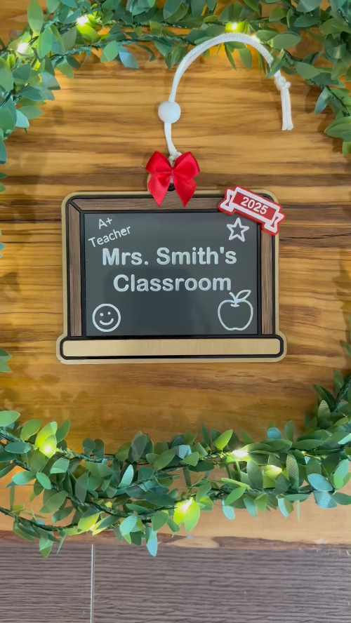 [Laser cut and engrave] Chalkboard Teacher Ornament – Digital File (SVG & XCS)