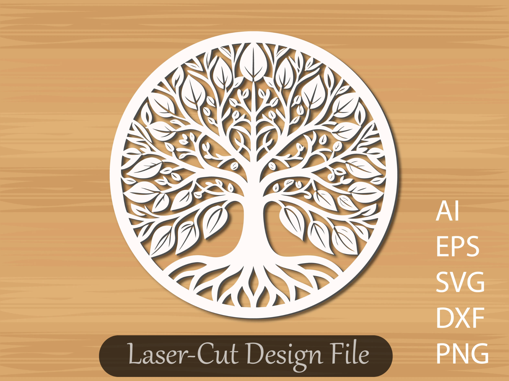 Beautiful Laser-Cut Tree Design File in AI EPS SVG DXF PNG | Free Files ...