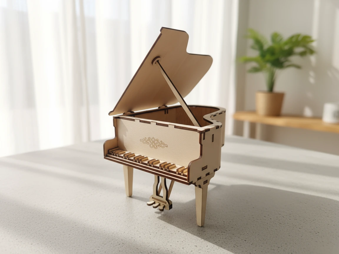 Modello di Mini Pianoforte a Coda idea di carillon tagliato al laser