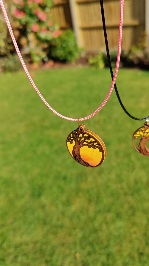 [Laser cut and engrave] Tree of Life Sunset Pendant Necklaces
