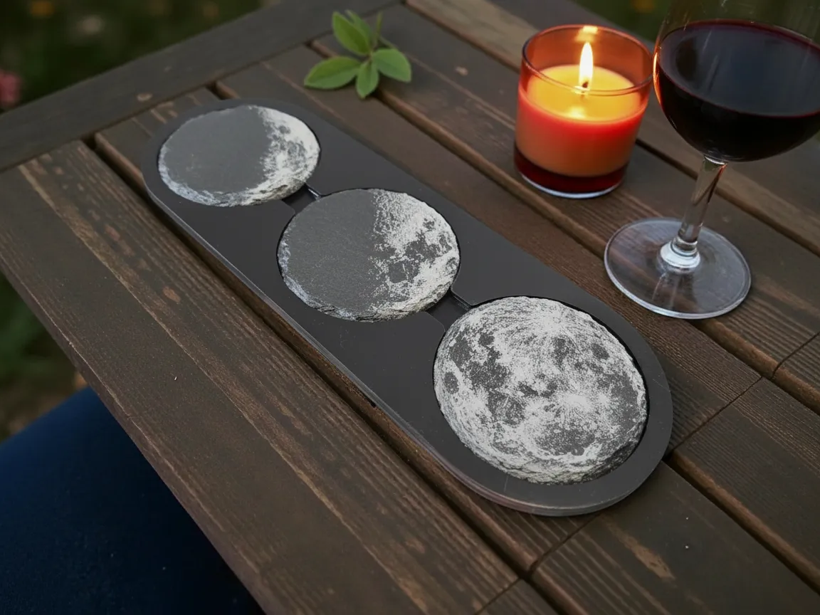 Ensemble de 4 dessous de verre en bois fossilisé