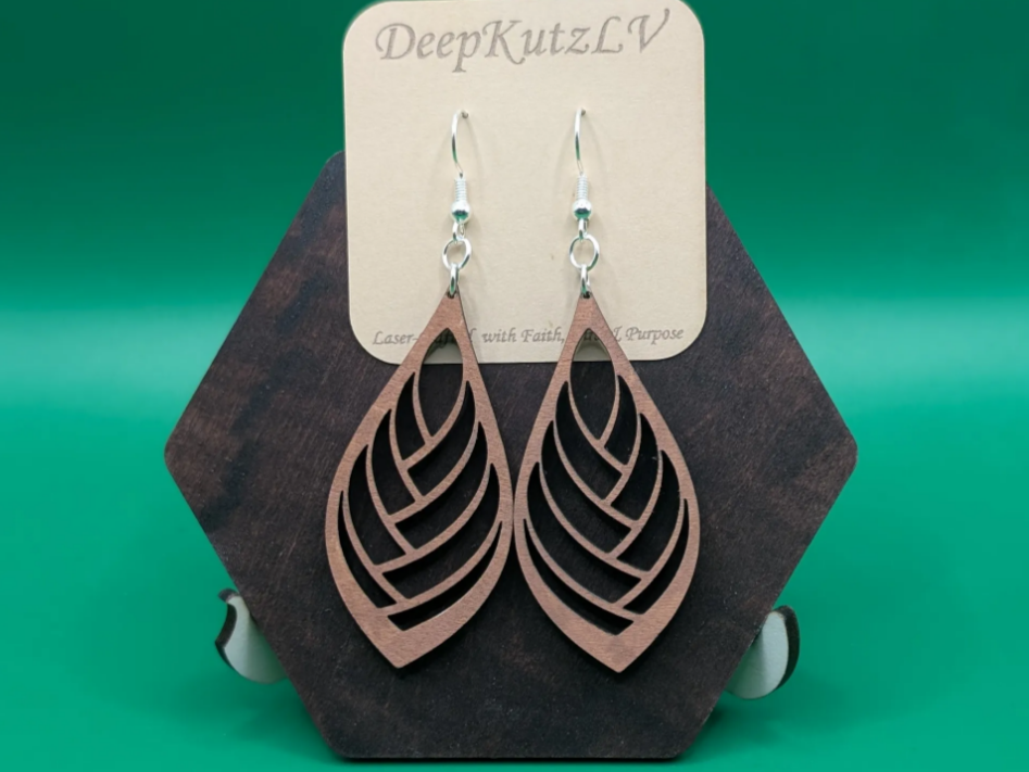Wooden Leaf Pattern Earrings gift for her design