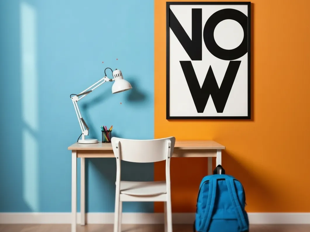 Lámina tipográfica minimalista "NOW" – idea de decoración de pared para oficina