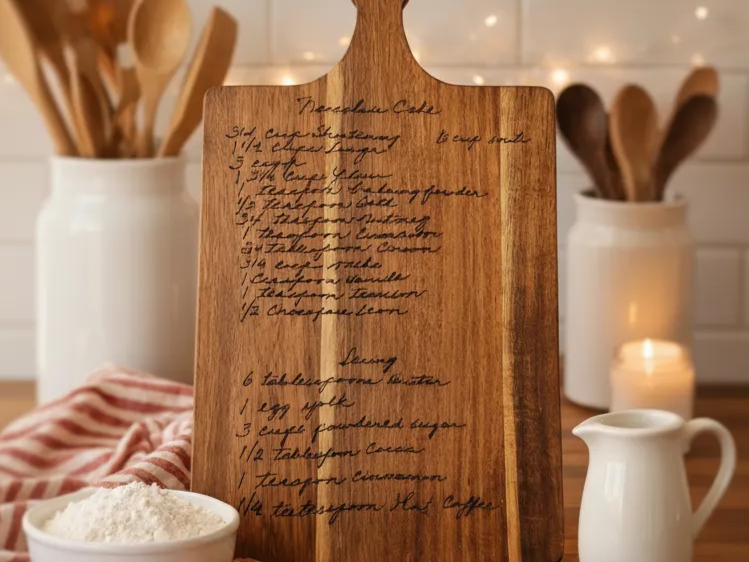 Handwritten Family Recipe Engraved Cutting Board dad birthday gift idea