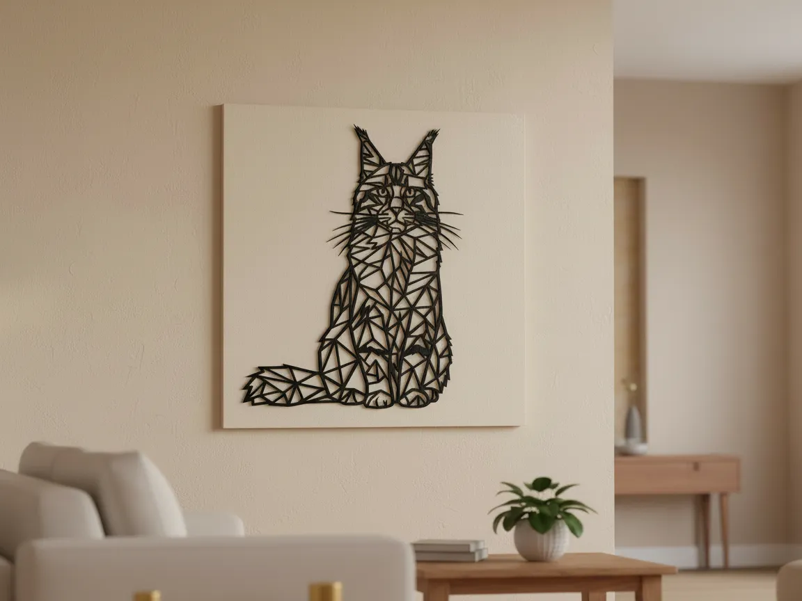 Maine-Coon-Katze Tiersilhouette Wandkunst