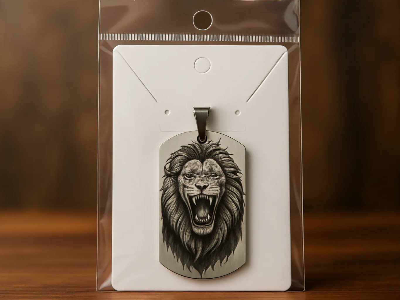 Lion Head Metal Pendant Necklace dog tag pendant design