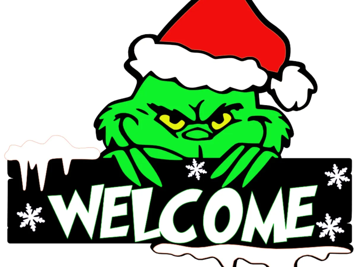 Panneau de bienvenue Grinch de Noël modèle de panneau de bienvenue