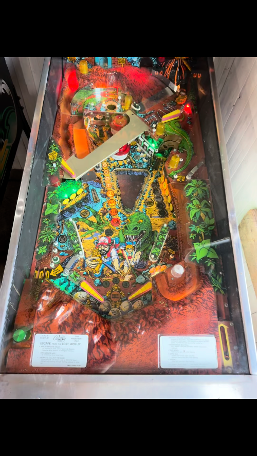 [Laser cut and engrave] Engraved Pinball Playfield Glass - Escape From the Lost World