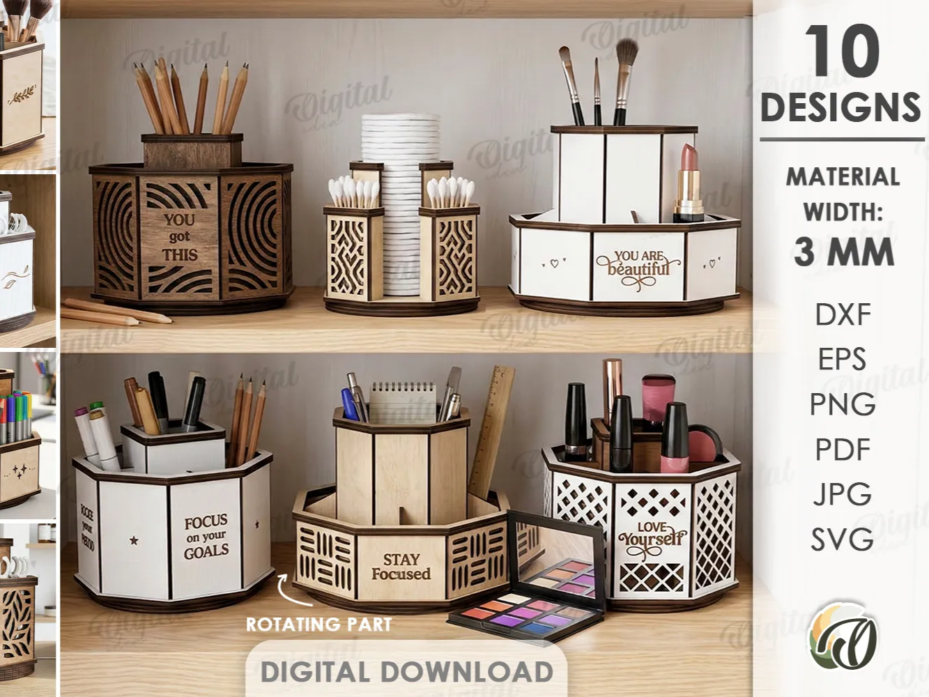Rotating Makeup Organizer with Affirmation Quotes birthday gift for girlfriend idea