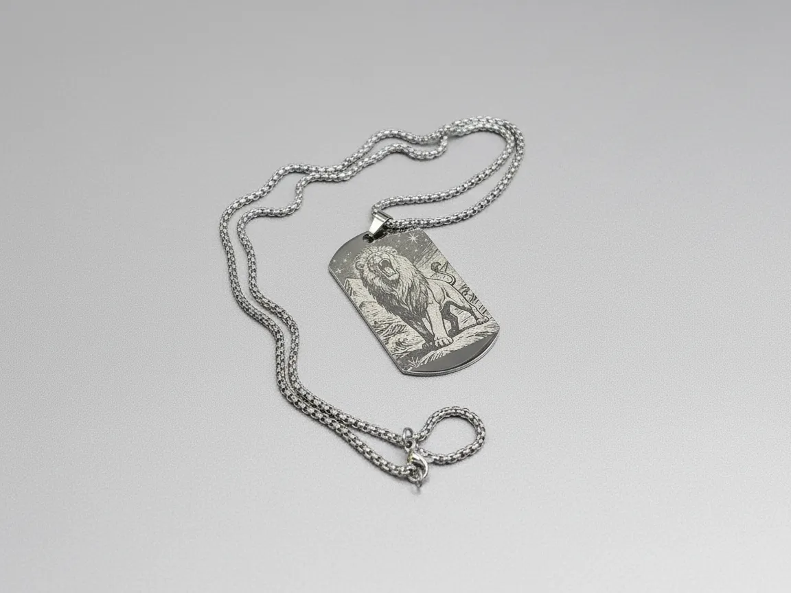 Silver Lion Dog Tag Necklace dog tag pendant design