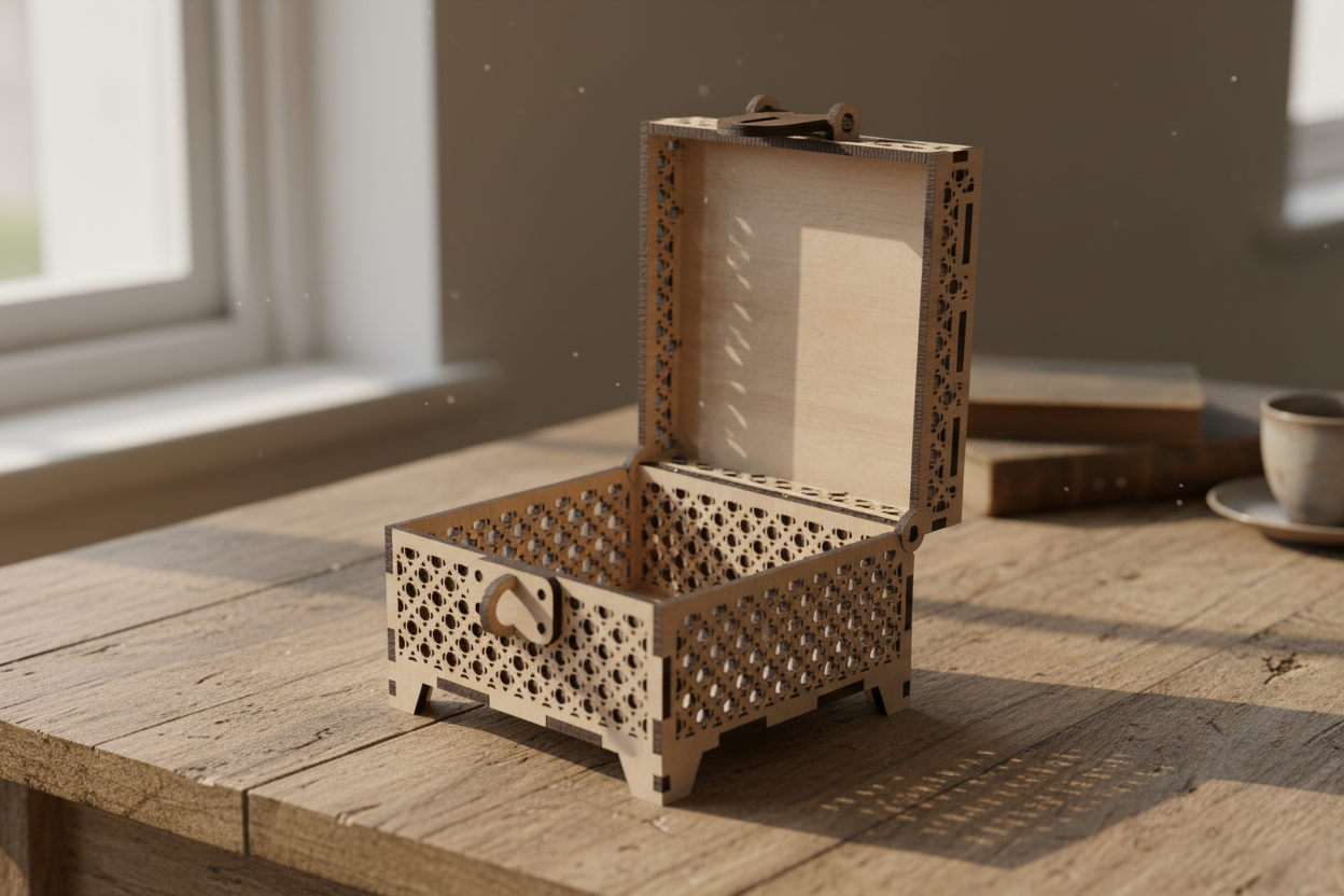 Decorative Laser Cut Jewelry Box with Latch birthday gift for mom idea