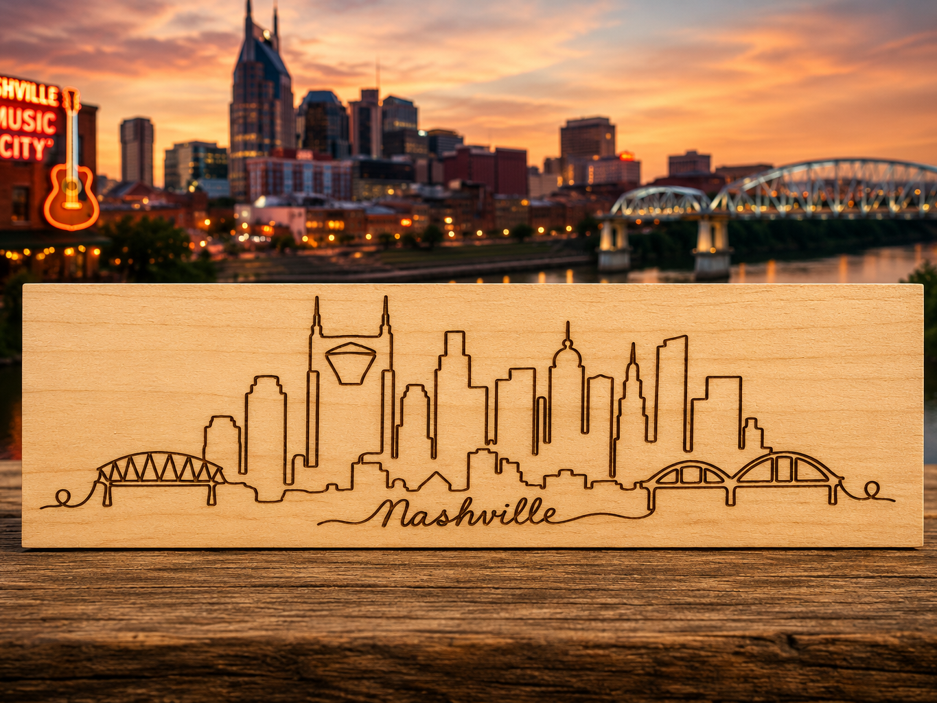 Nashville Skyline One-Line Engraving | Free Files - Atomm