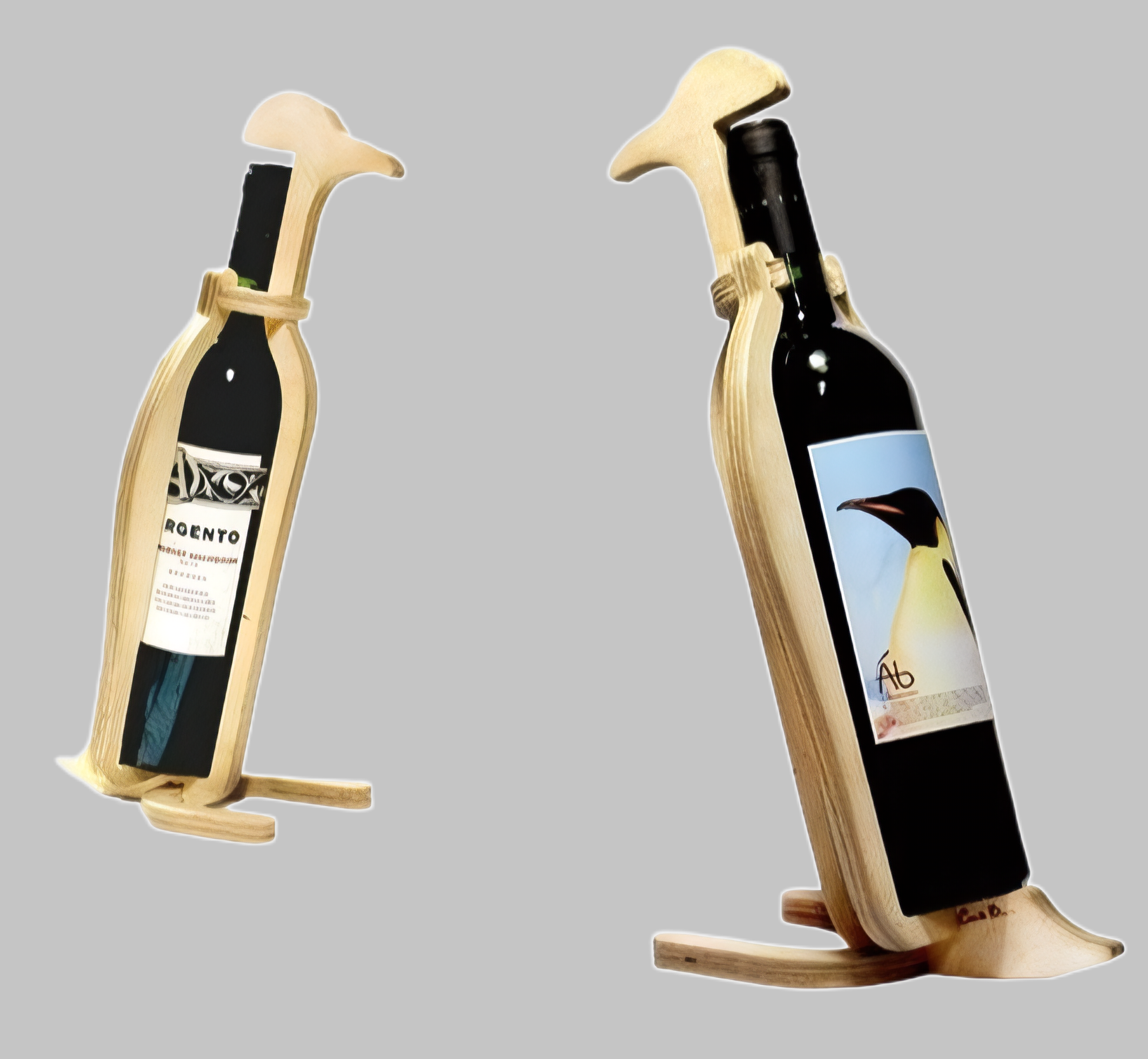 Soporte para vino con forma de pingüino cortado con láser, idea de regalo de vino