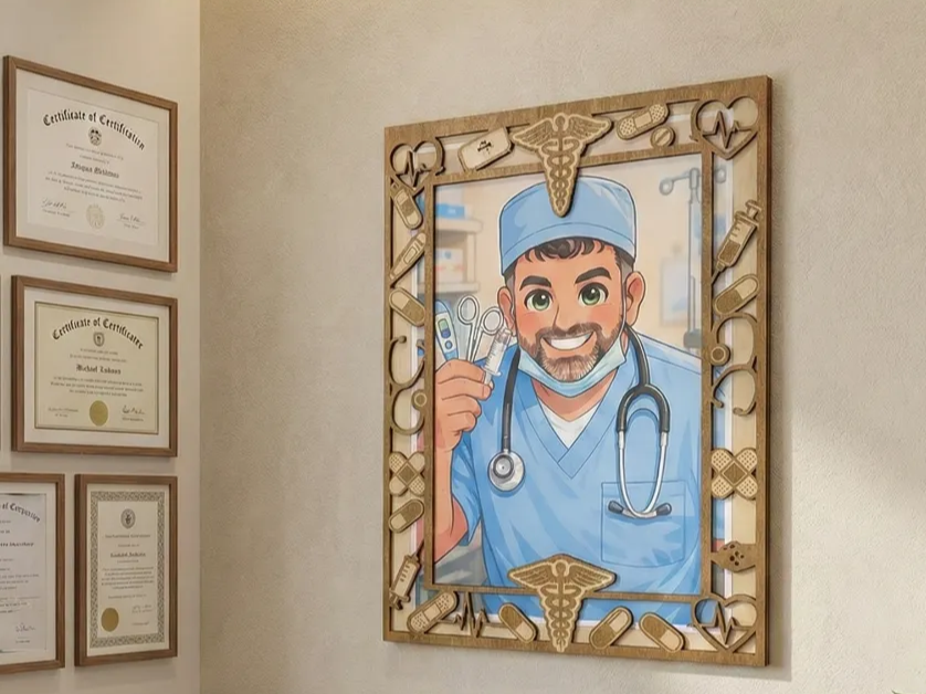 Doctor celebration laser cut frame wooden doctor gift