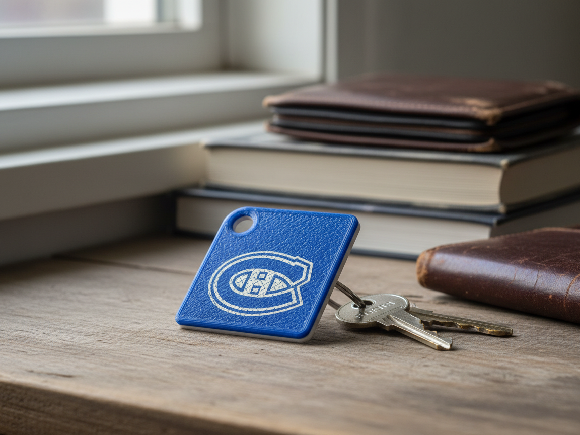 3D Printed Keychain with the Montréal Canadiens logo custom logo keychain idea