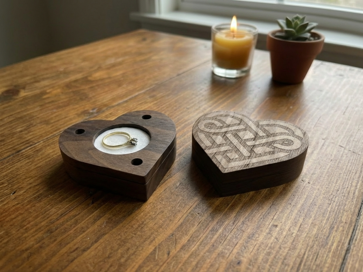 Celtic Heart Walnut Ring Box jewelry gift box idea