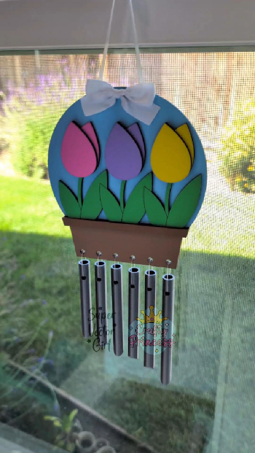 [Laser cut and engrave] Tulip Garden Wind Chime