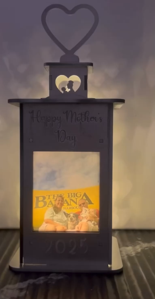 [Laser cut and engrave,Inkjet printing,Other] Happy Mother's Day 2025 Heart Lantern with Photo Frame