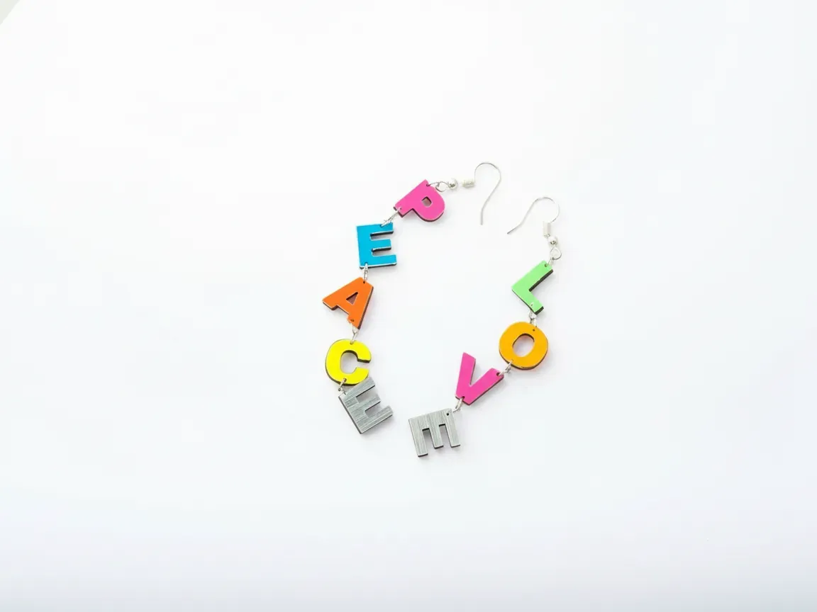 Idea regalo per la fidanzata: orecchini colorati con lettere peace e love