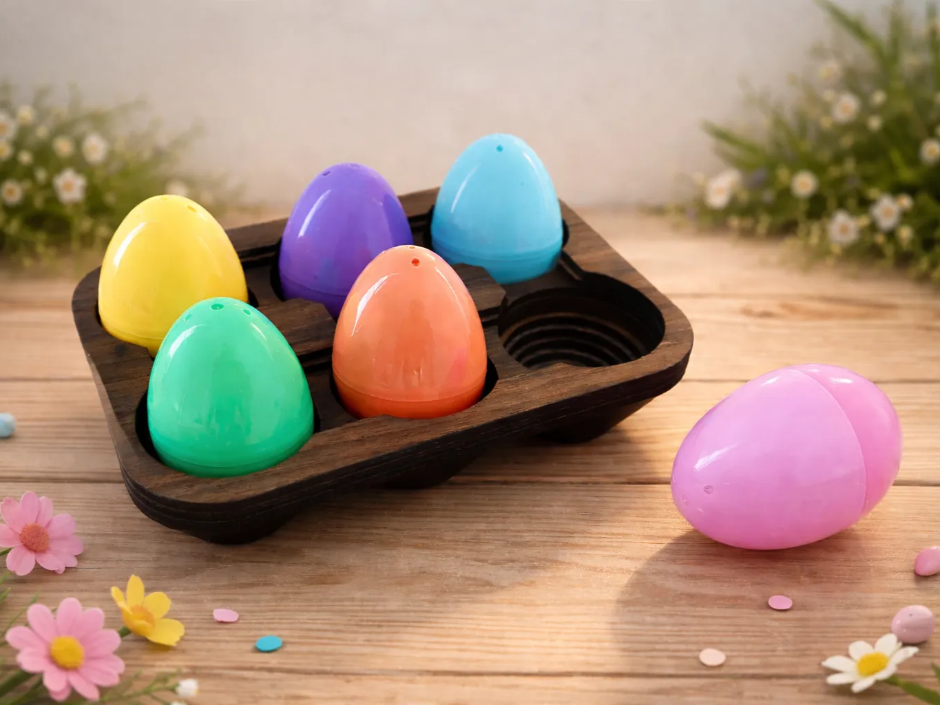 Laser cut wooden Easter egg carton box free SVG design
