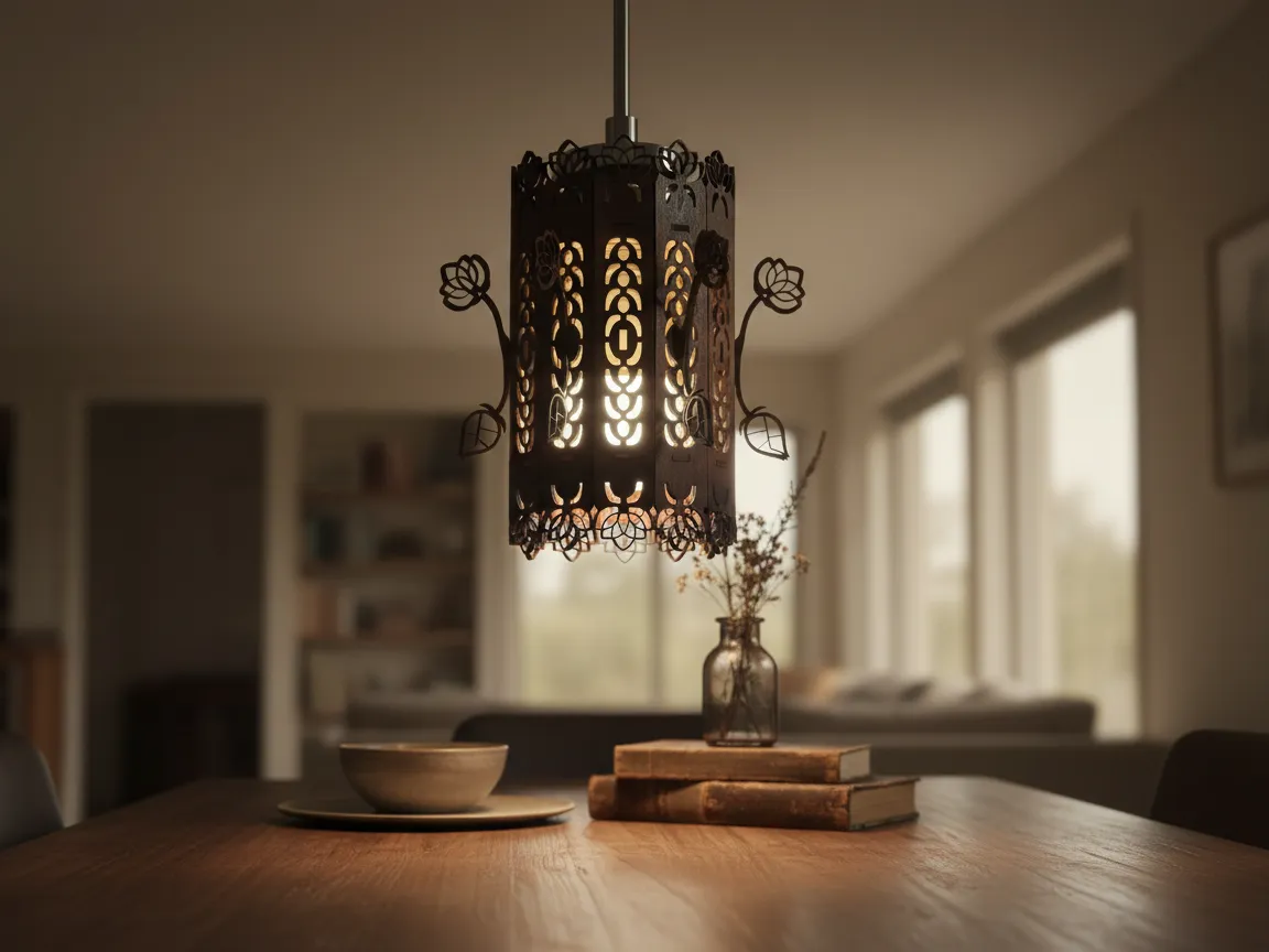 Abat-jour de suspension lotus, idée de lampe en bois et déco lumineuse
