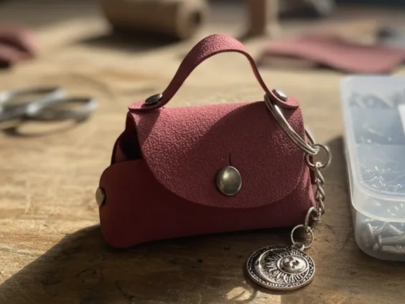 Mini Leather Handbag Keychain custom leather keychain idea