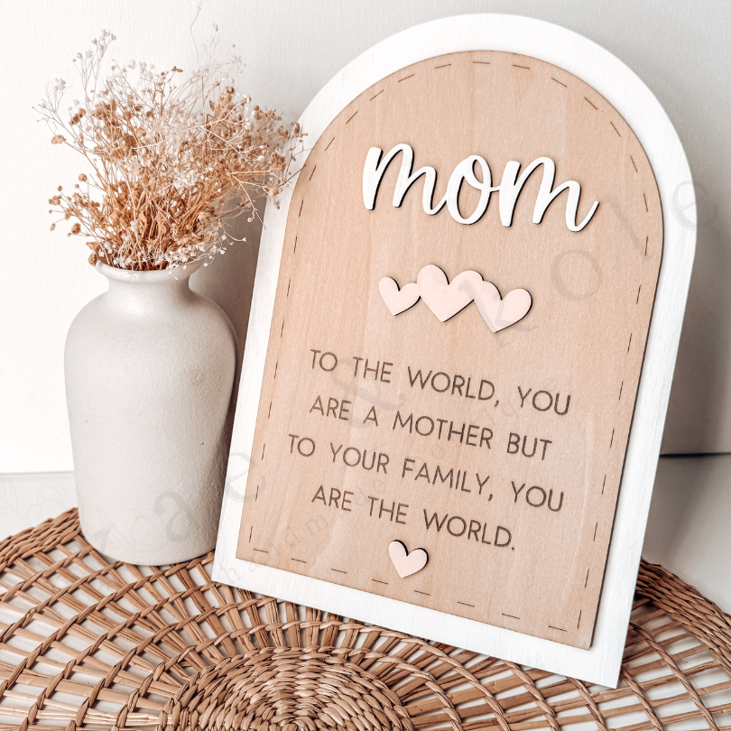 Mom Arch Sign with Stitch Design and Stand birthday gift for mom idea