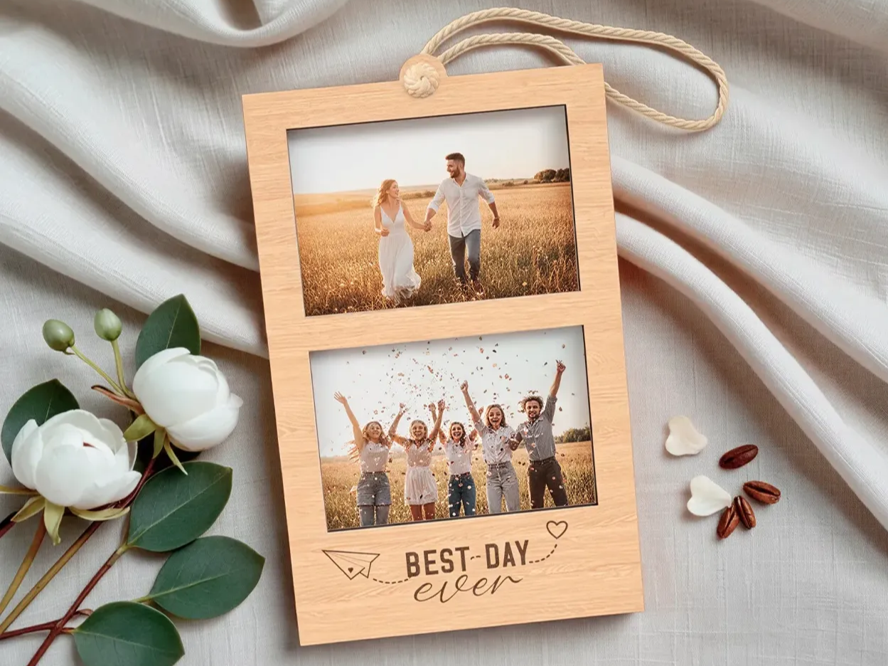 Photo Strip Frame Laser Cut. Wooden Photo Frame. Best Day Ever. Gift Idea. Home Decor. Laser Engraved