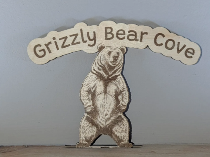 Grizzly Bear Cove Text Wood Sign wood sign design
