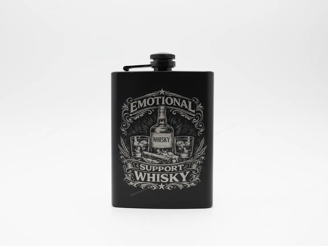 Black flask emotional support whisky graphic gift for grandpa idea