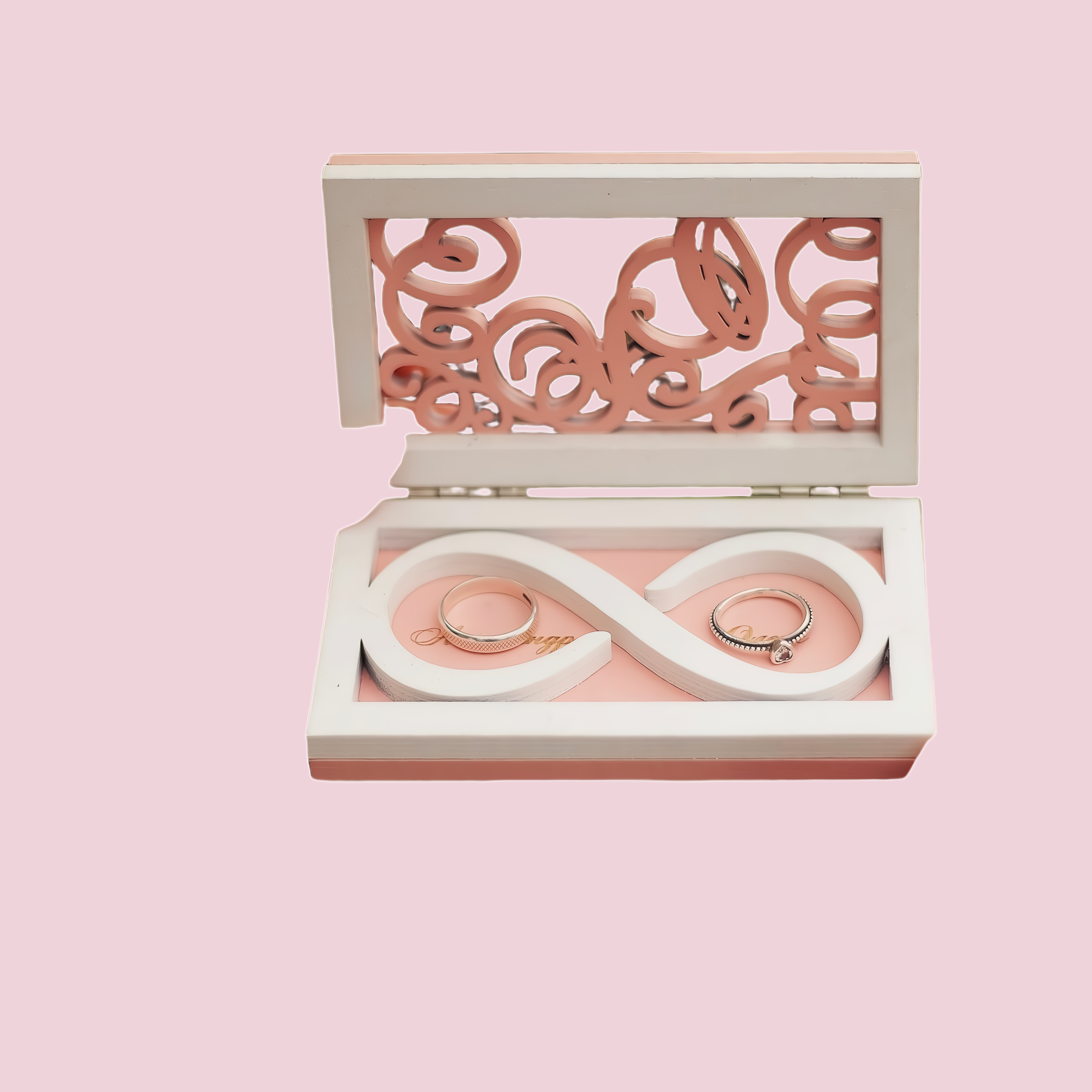 Laser Cut Wedding Ring Box, Couple Ring Box valentines day gift for her design