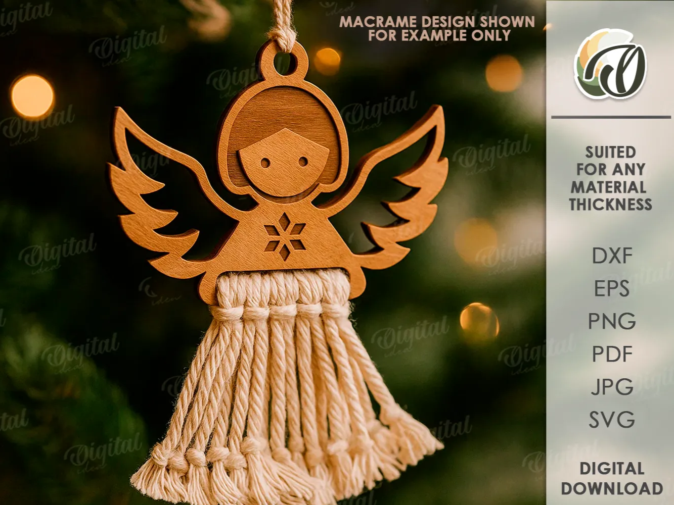 Macrame-Style Angel Ornament light up Christmas tree ornament idea