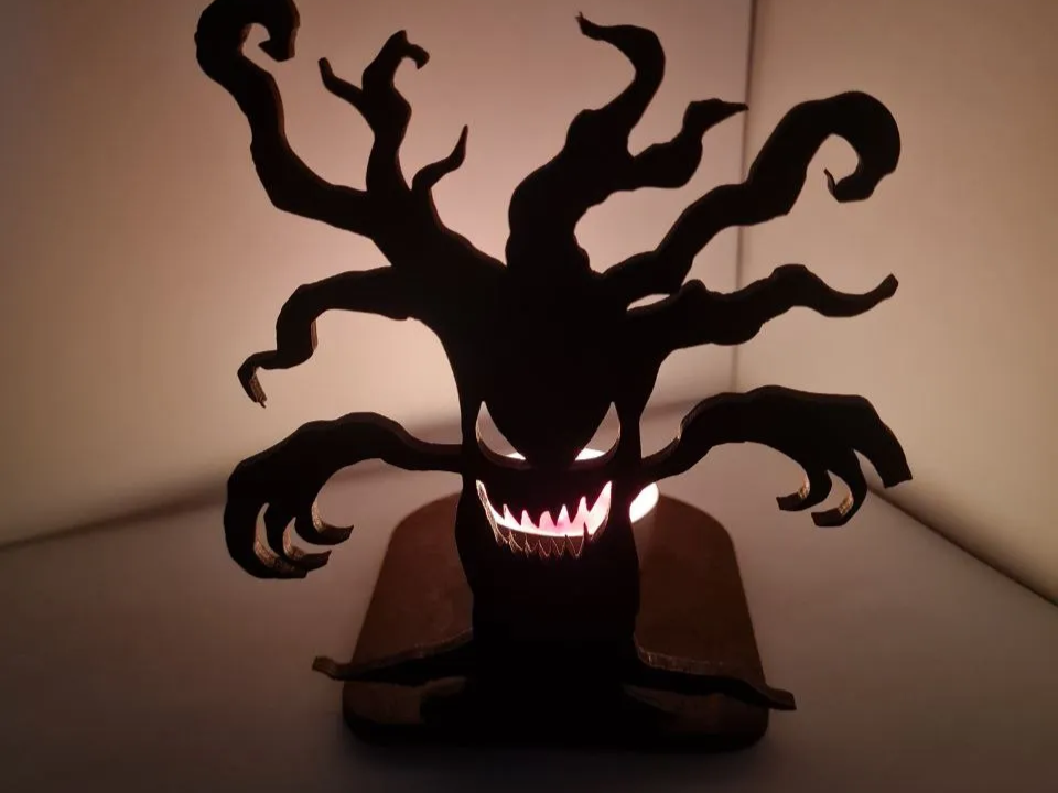 Décoration lumineuse Halloween arbre effrayant, décoration d'Halloween pour extérieur découpée au laser