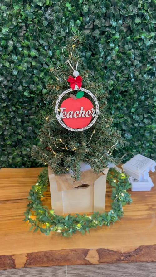 [Laser cut and engrave] Teacher Appreciation Ornament – Digital File (SVG & XCS)