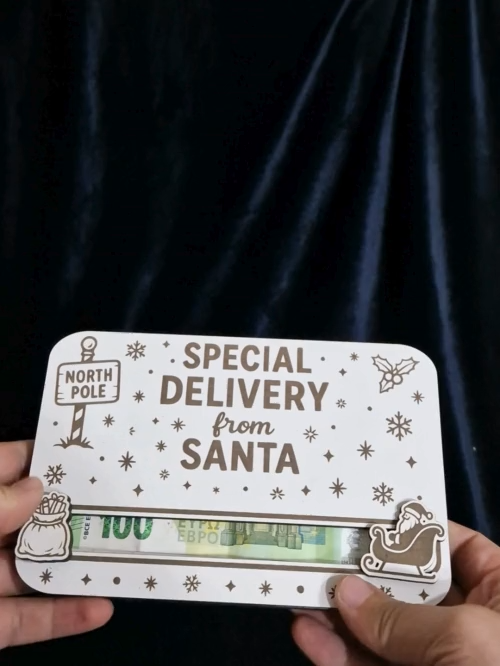 [Laser cut and engrave] Laser Cut Special Delivery From Santa Christmas Money Holder