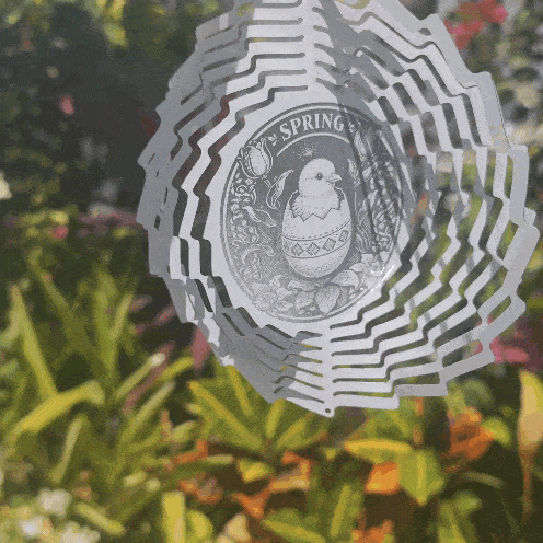 Laser-cut 3D rotating wind chimes for Easter