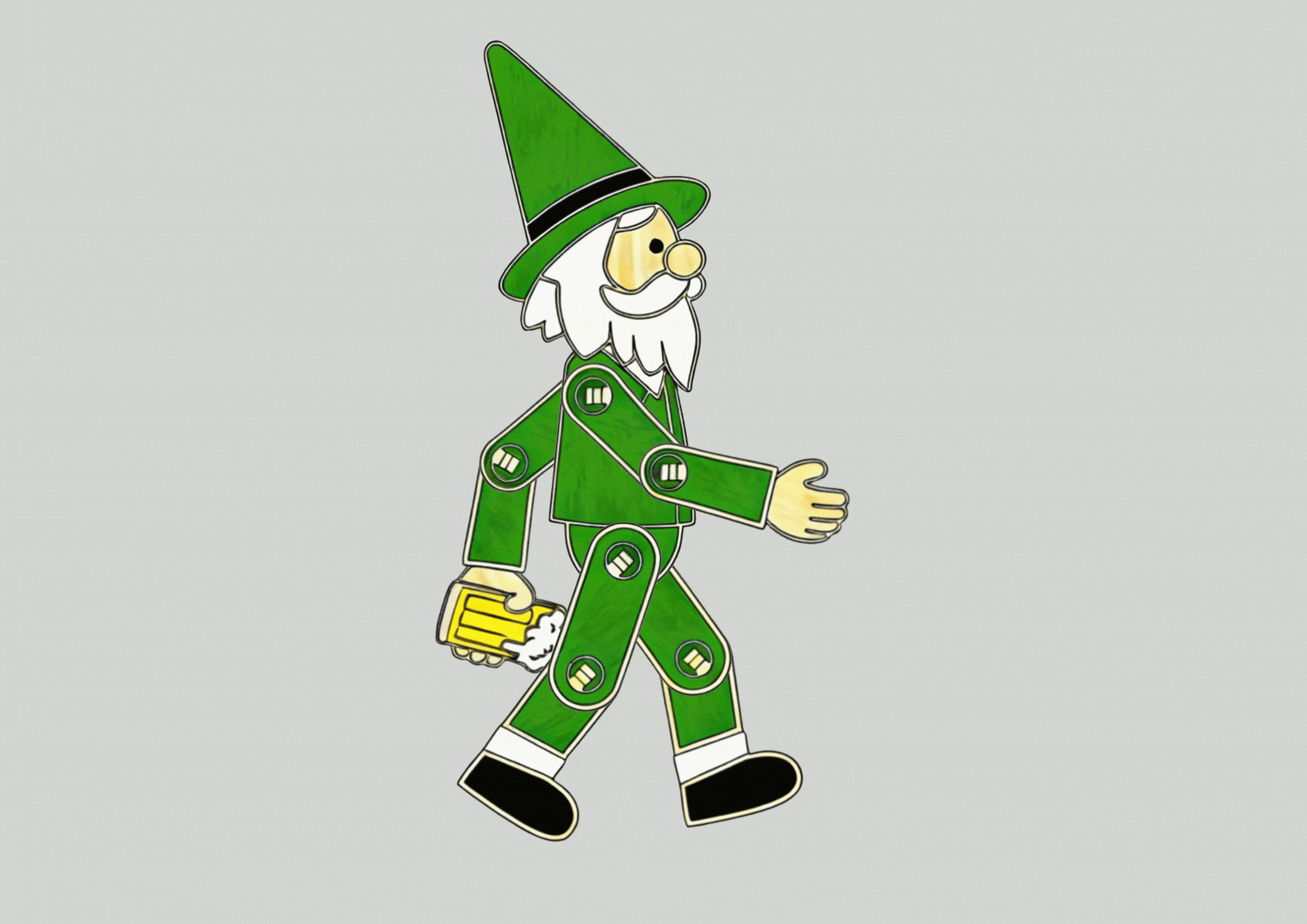 Laser-cut movable St. Patrick's Day doll